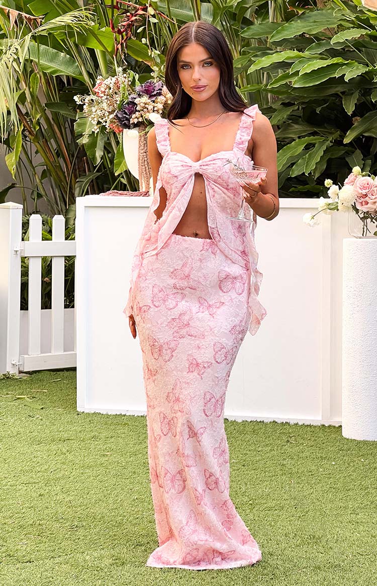 Jacqulin Pink Butterfly Maxi Skirt — 7