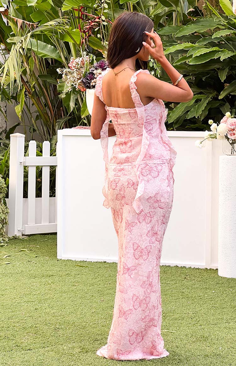Jacqulin Pink Butterfly Maxi Skirt — 8