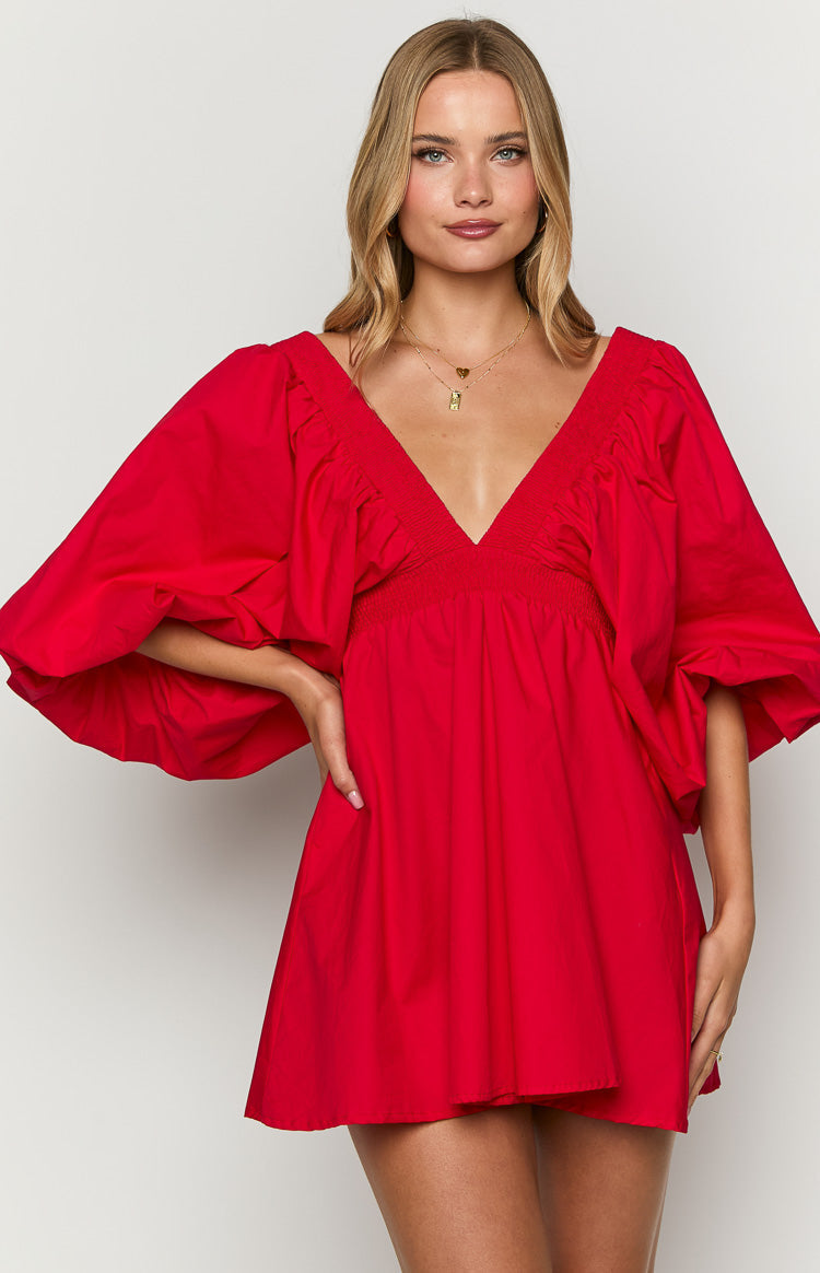 Torie Red Short Sleeve Mini Dress — 2