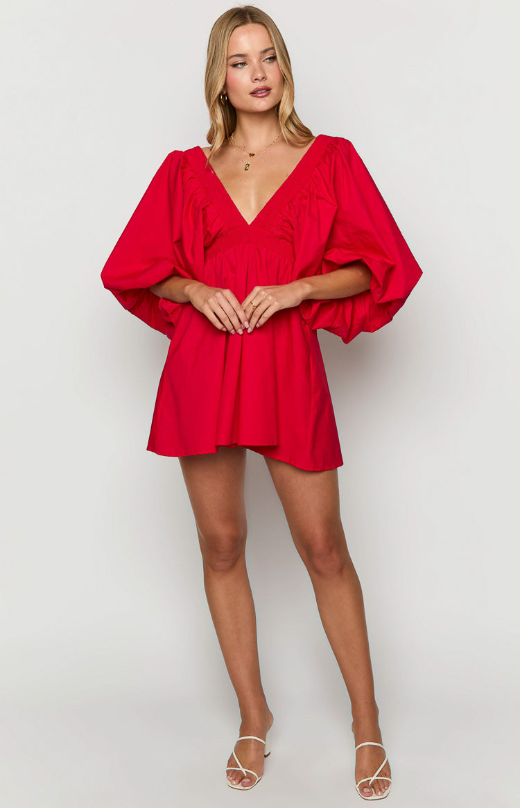 Torie Red Short Sleeve Mini Dress — 3