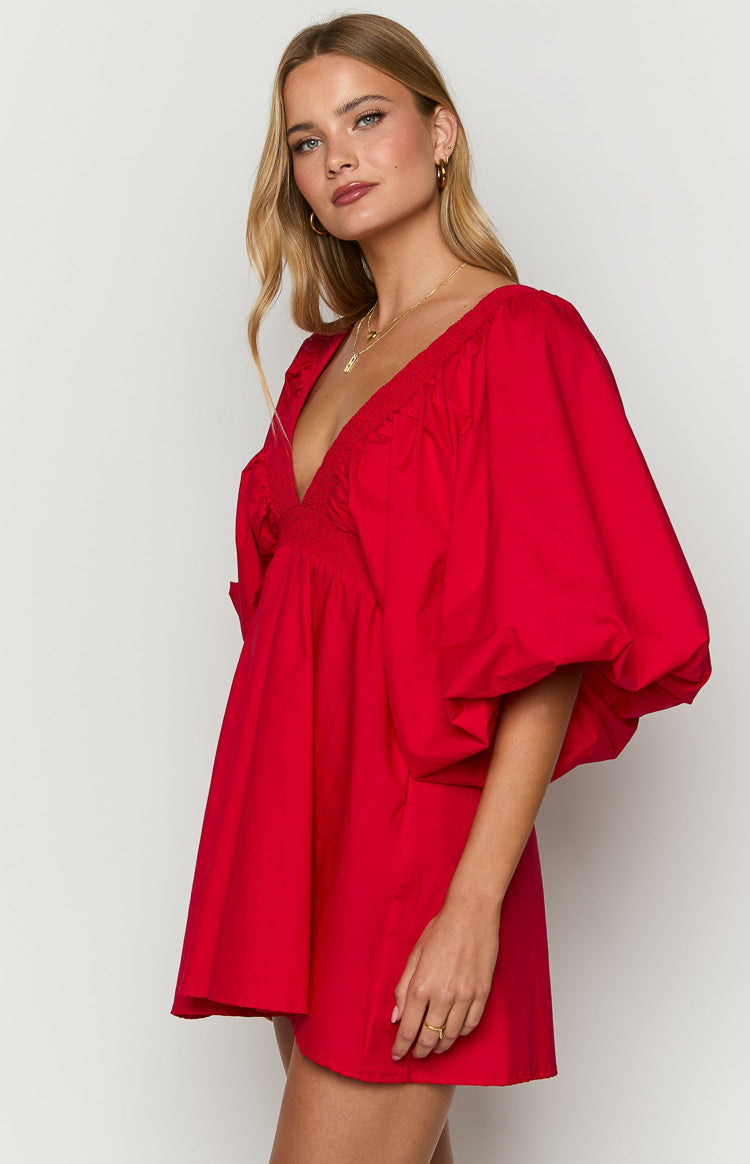 Torie Red Short Sleeve Mini Dress — 4