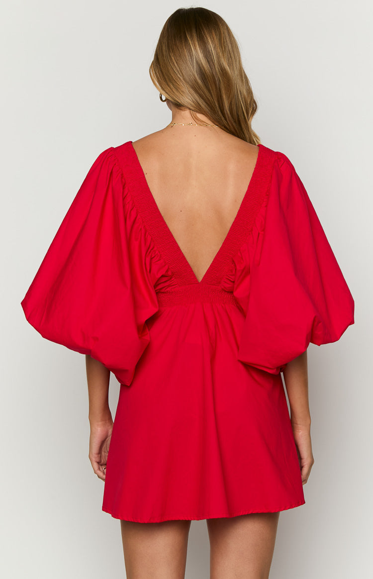 Torie Red Short Sleeve Mini Dress — 5