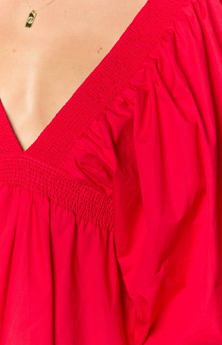 Torie Red Short Sleeve Mini Dress — 6