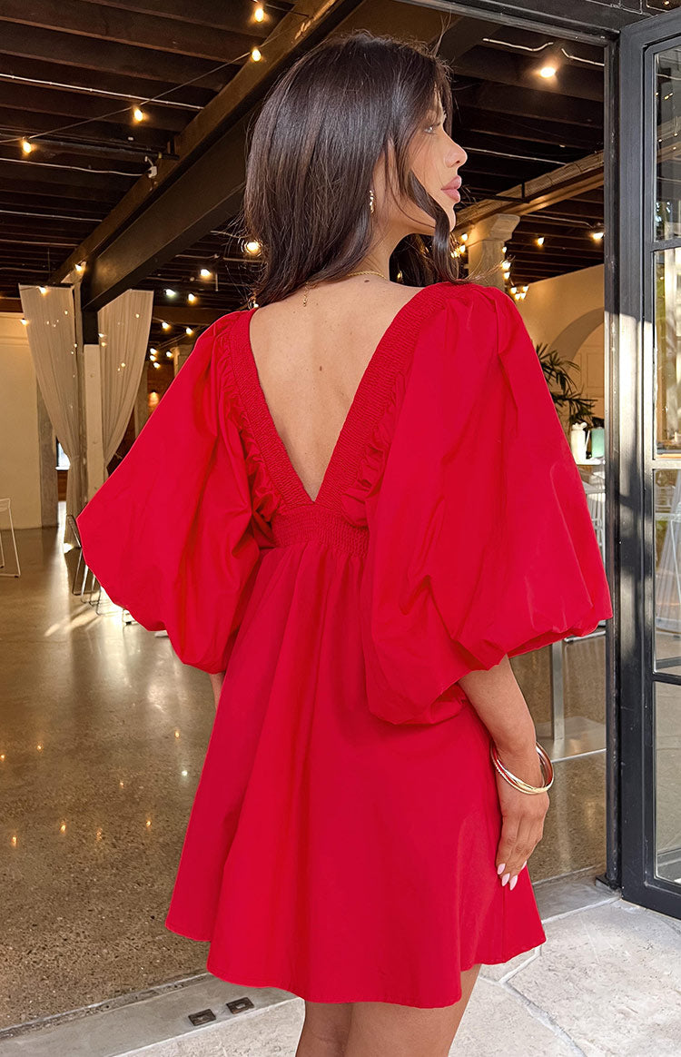 Torie Red Short Sleeve Mini Dress — 7