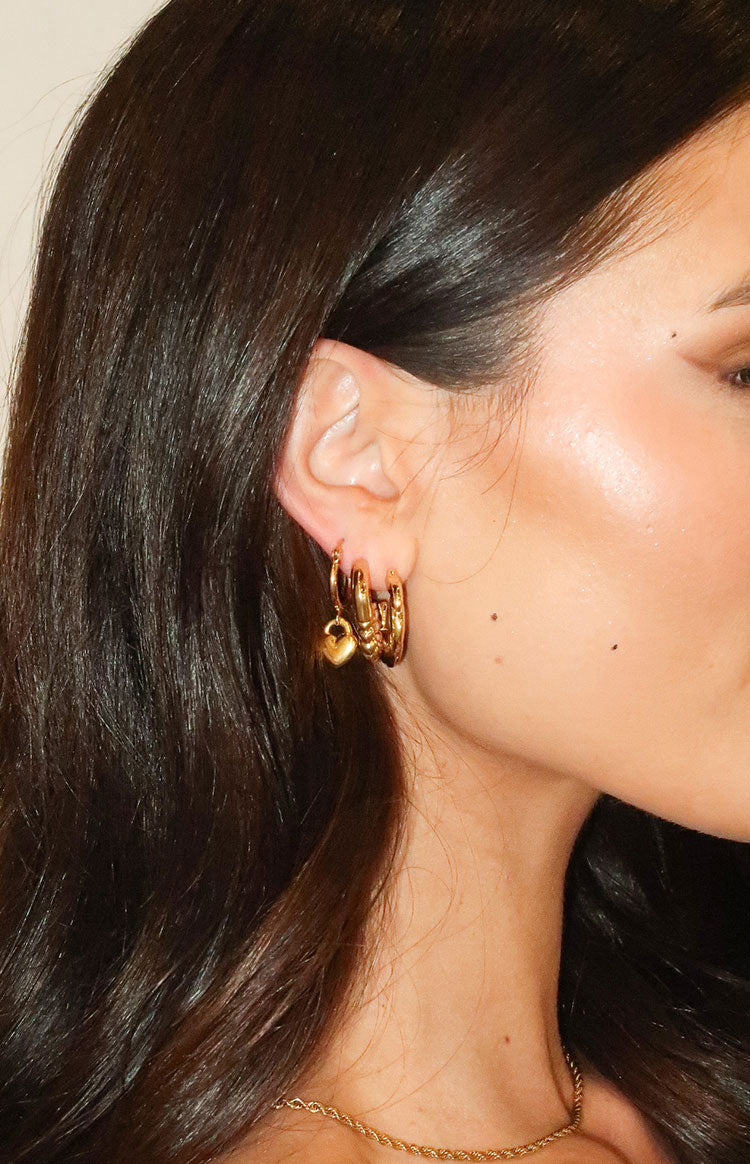 Mandey Gold Heart Hoop Earrings 3 Pack — 5
