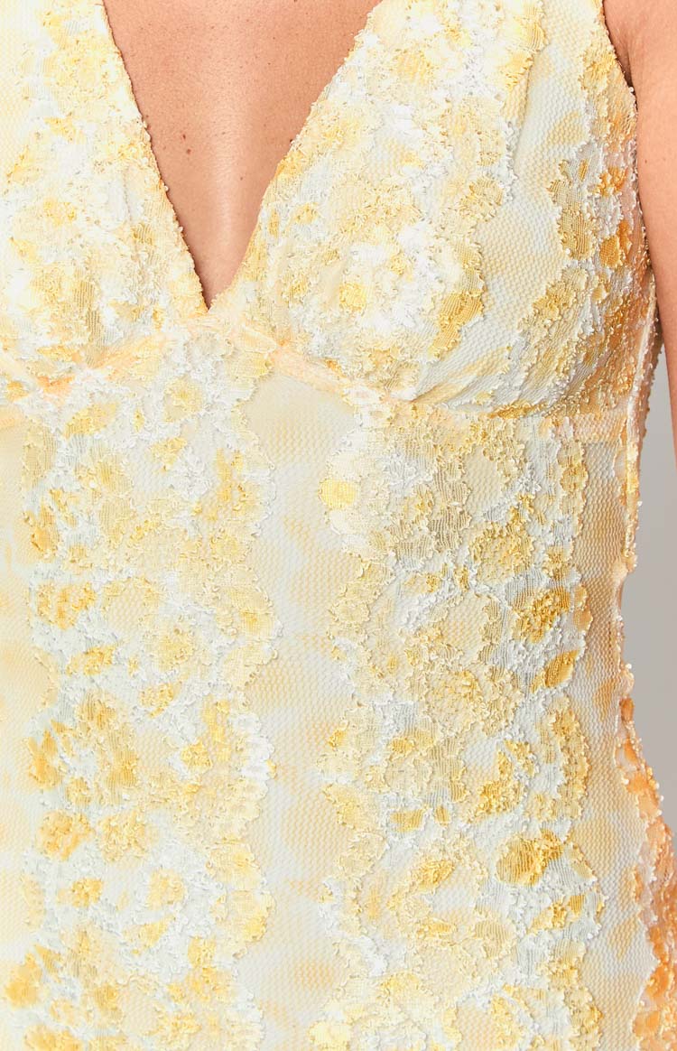 Harrie Yellow Lace Mini Dress — 6