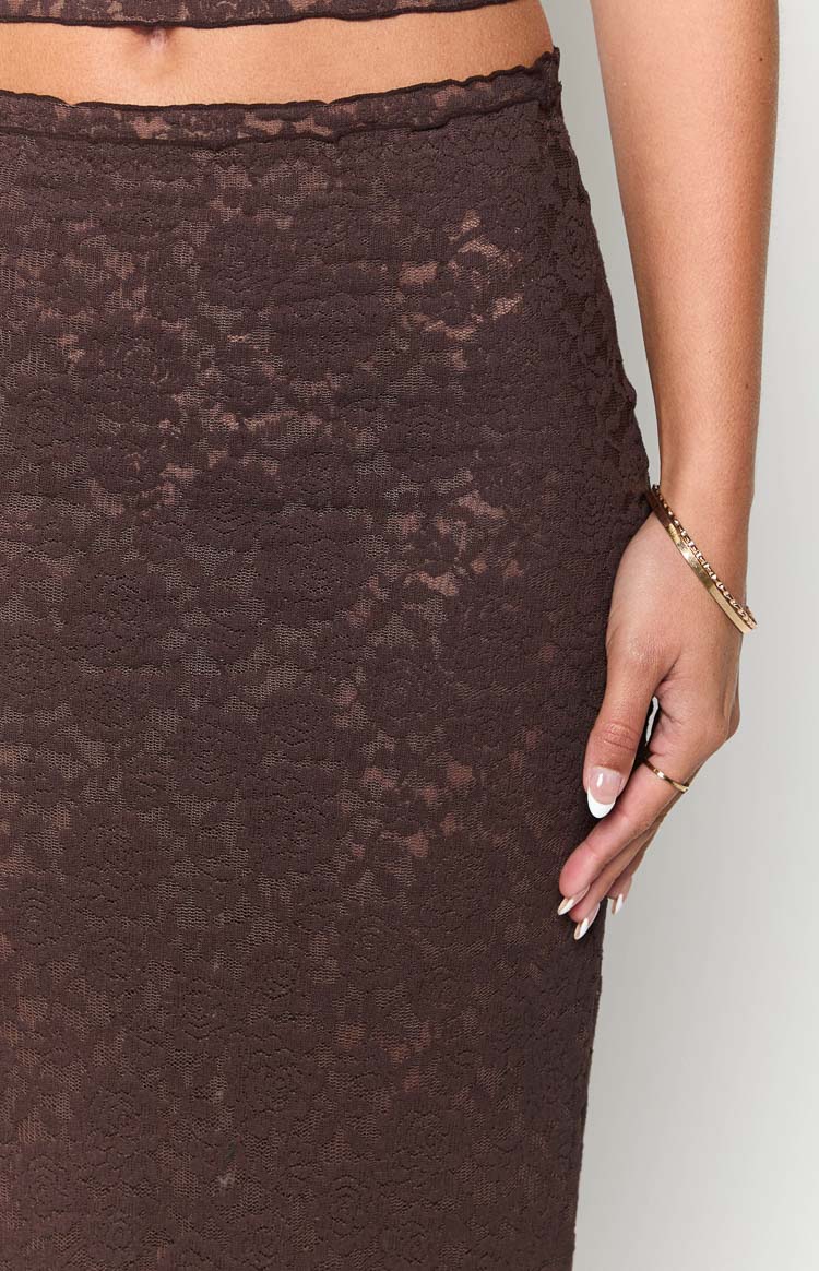 Willow Brown Lace Midi Skirt — 9