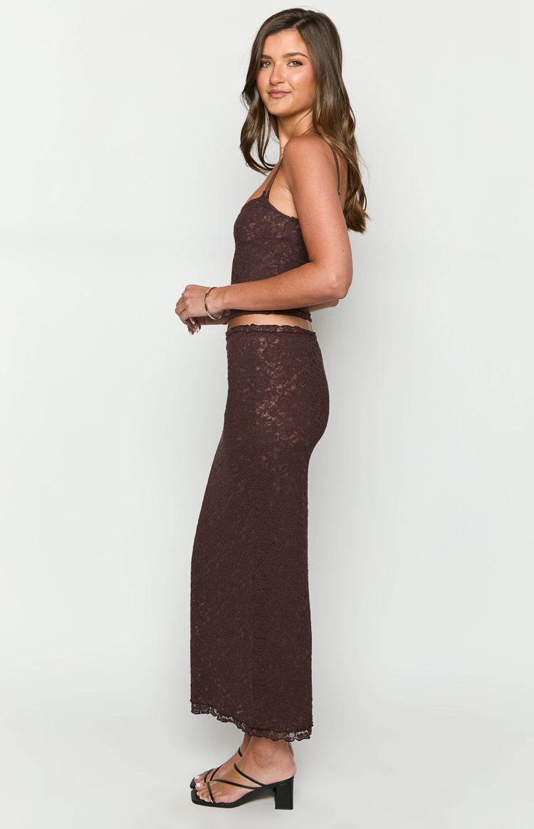 Willow Brown Lace Midi Skirt — 7