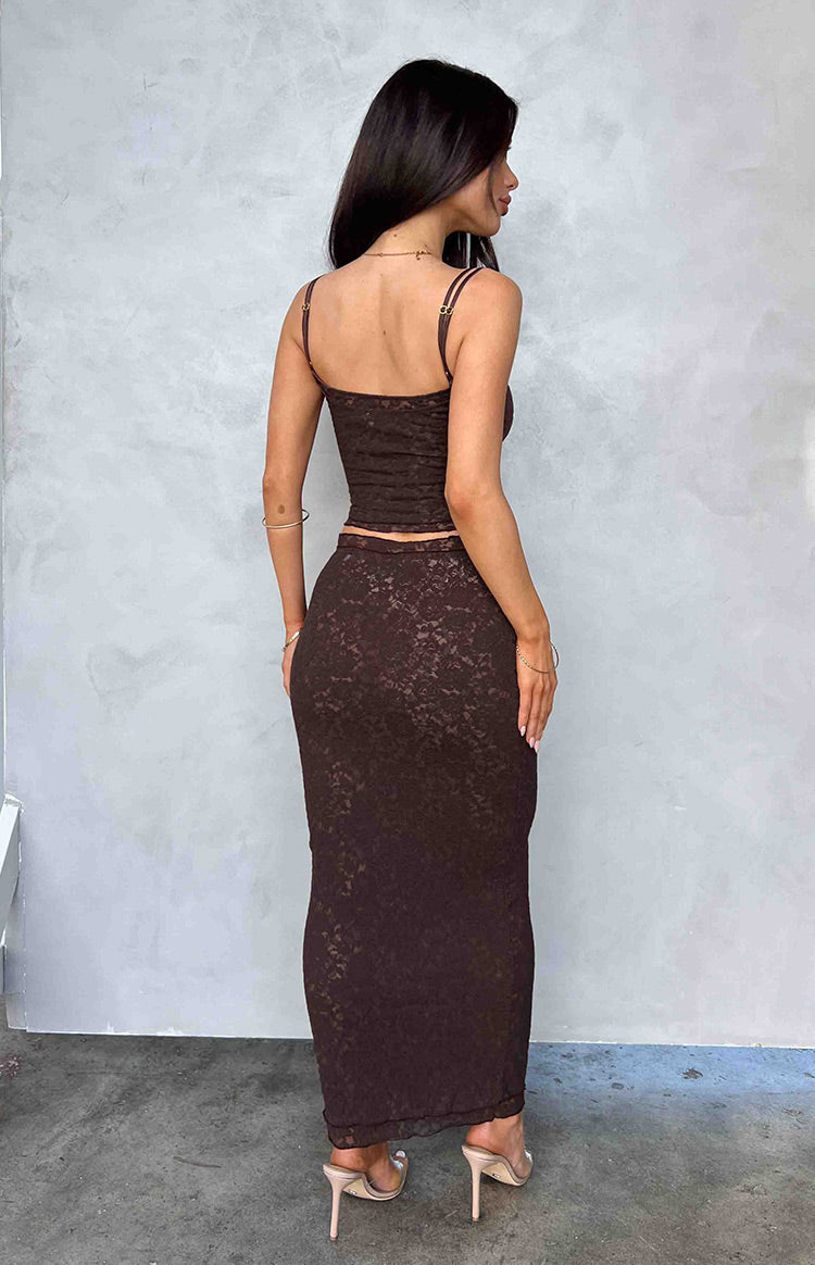 Willow Brown Lace Midi Skirt — 11
