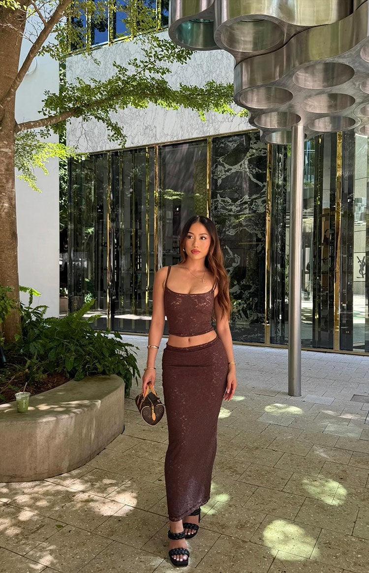 Willow Brown Lace Midi Skirt — 13