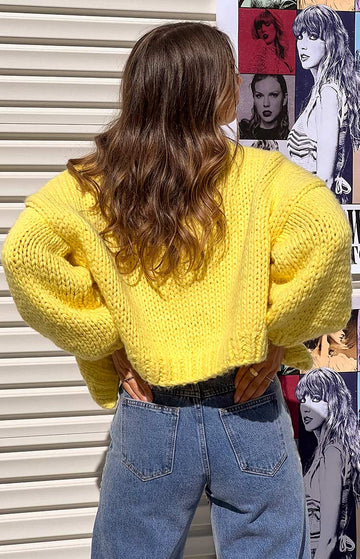 Bad Habits Yellow Knit Cardigan — 1