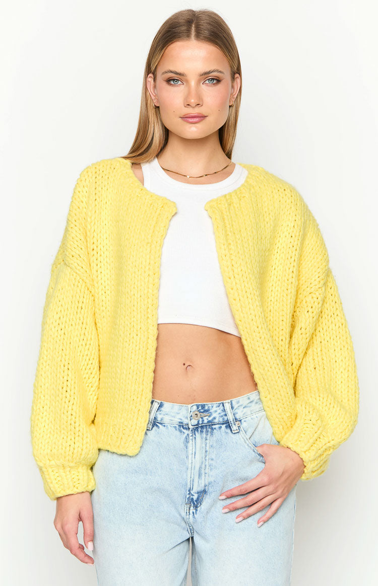 Bad Habits Yellow Knit Cardigan — 3
