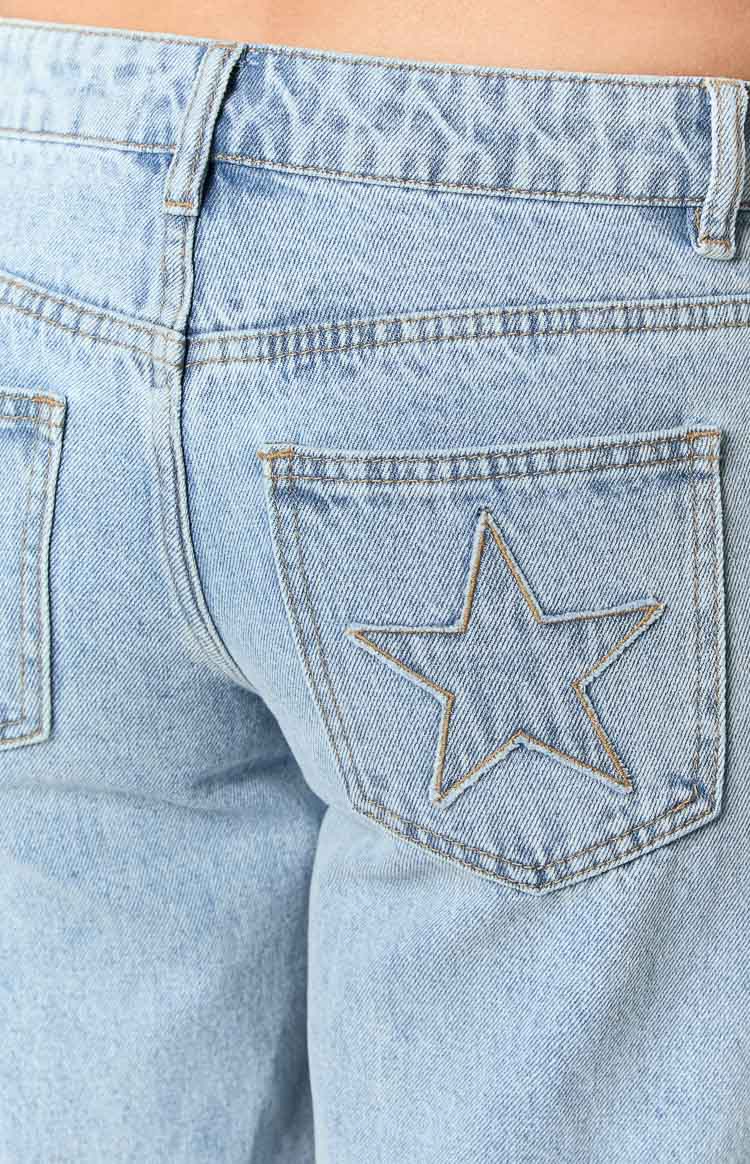 Clara Star Light Wash Denim Low Rise Jeans — 17