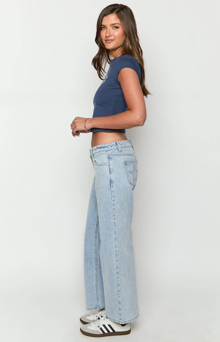 Clara Star Light Wash Denim Low Rise Jeans — 15