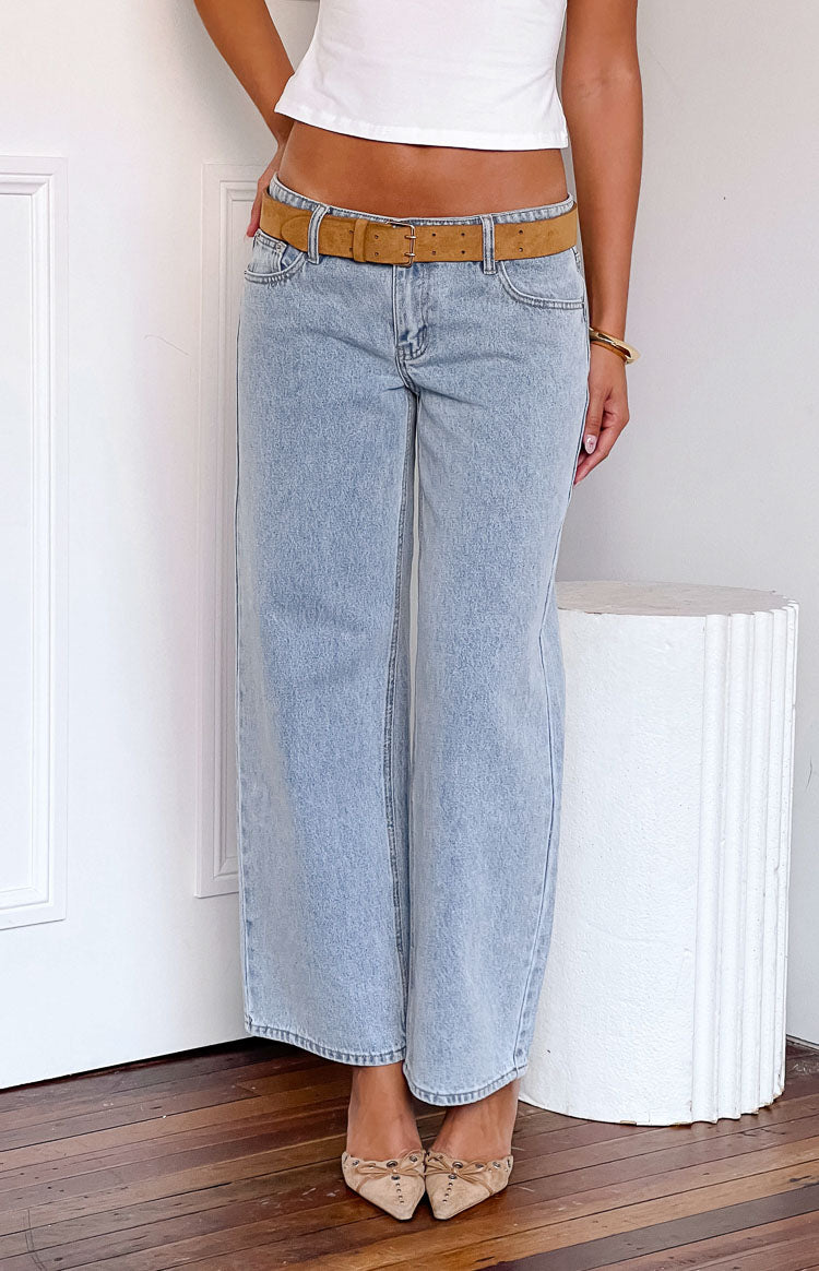 Clara Star Light Wash Denim Low Rise Jeans — 22
