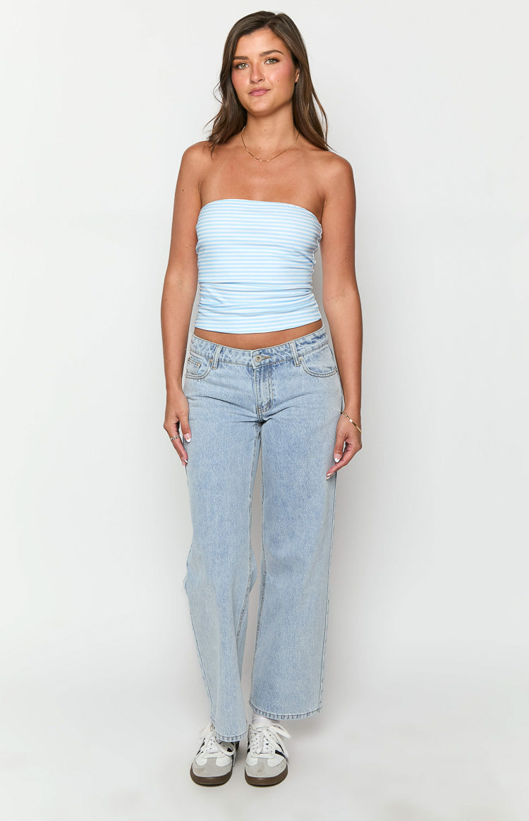 Daisy Blue Striped Tube Top — 10