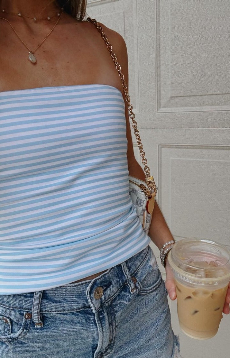 Daisy Blue Striped Tube Top — 12