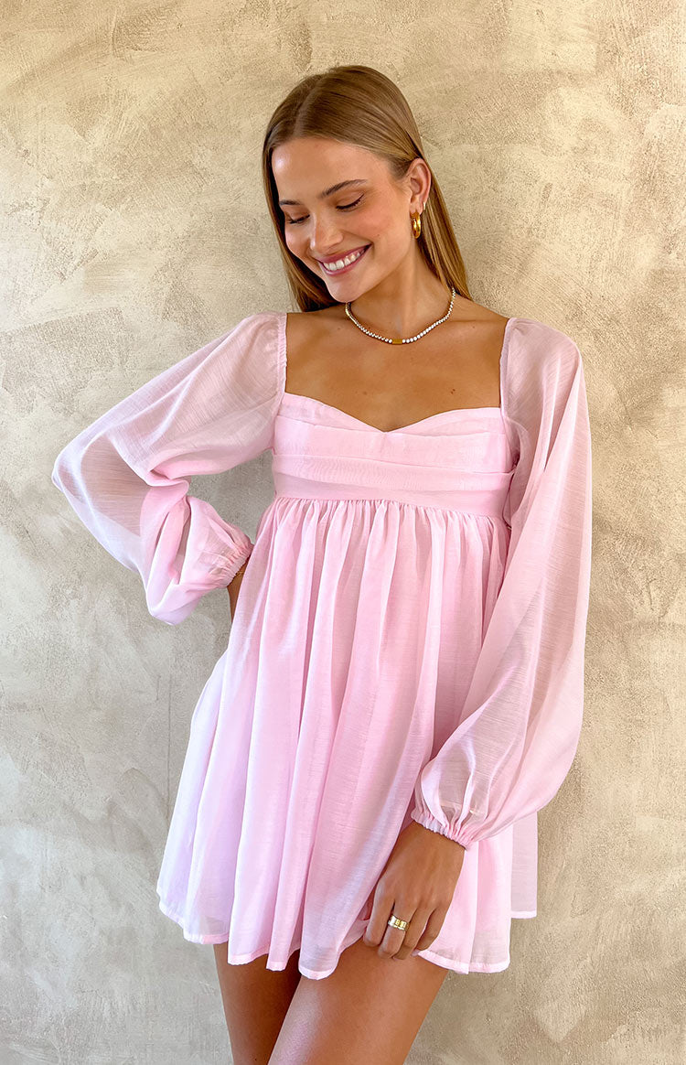 Narla Pink Long Sleeve Mini Dress — 7