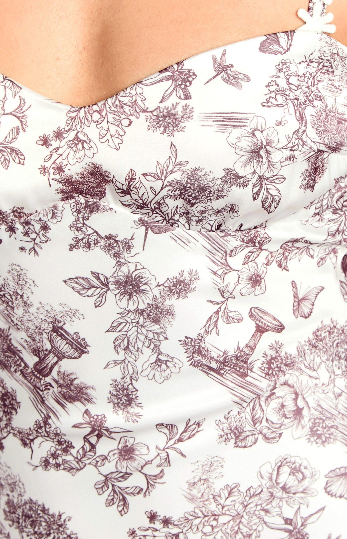 Marbelle Brown Garden Print Satin Mini Dress — 6