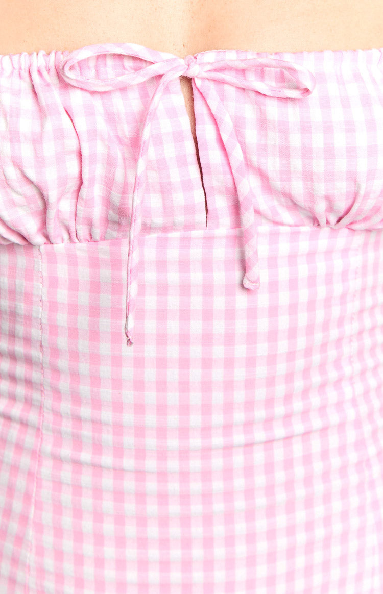 Faith Pink Gingham Strapless Mini Dress — 6