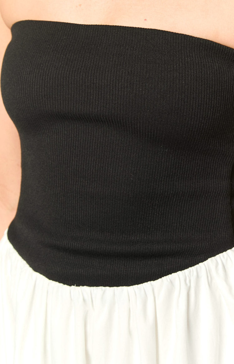 Wakerley Black Contrast Strapless Maxi Dress — 6