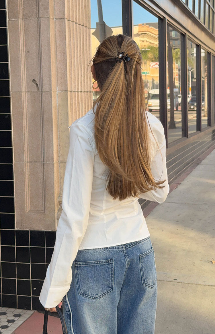 Helen White Fitted Long Sleeve Shirt — 10