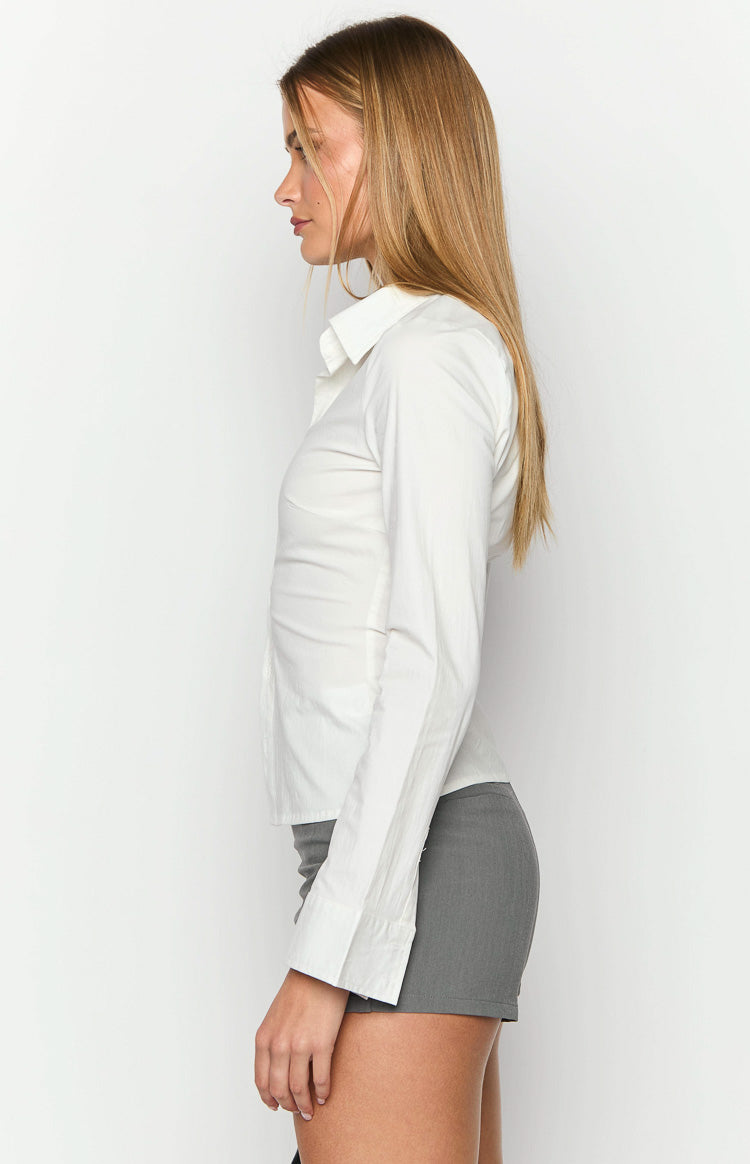 Helen White Fitted Long Sleeve Shirt — 13