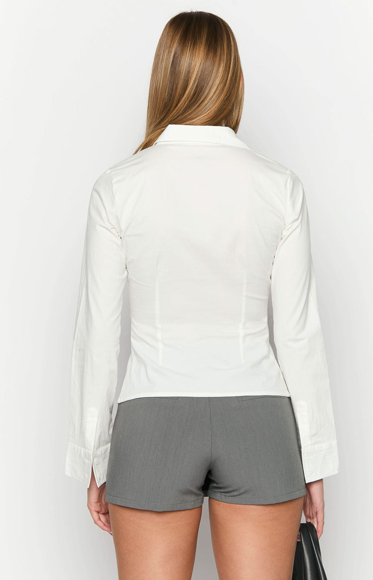 Helen White Fitted Long Sleeve Shirt — 14