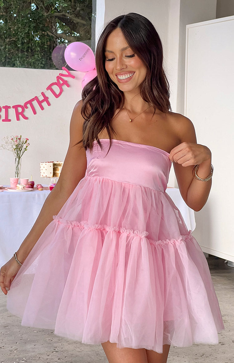 Abigail Pink Strapless Mini Dress — 1