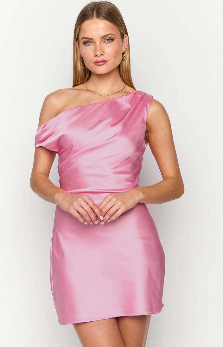 Lucas Pink Satin Mini Dress — 1