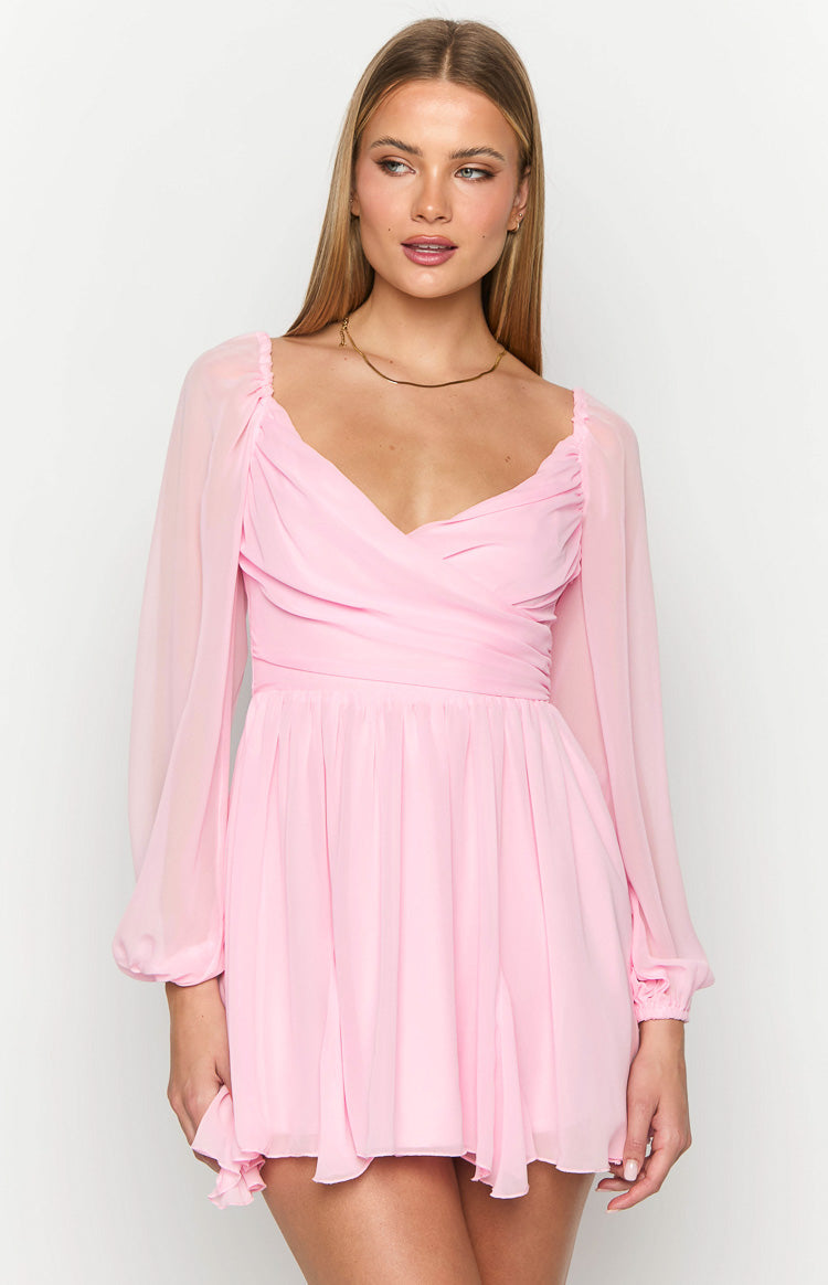 Tiffany Pink Long Sleeve Mini Dress — 1