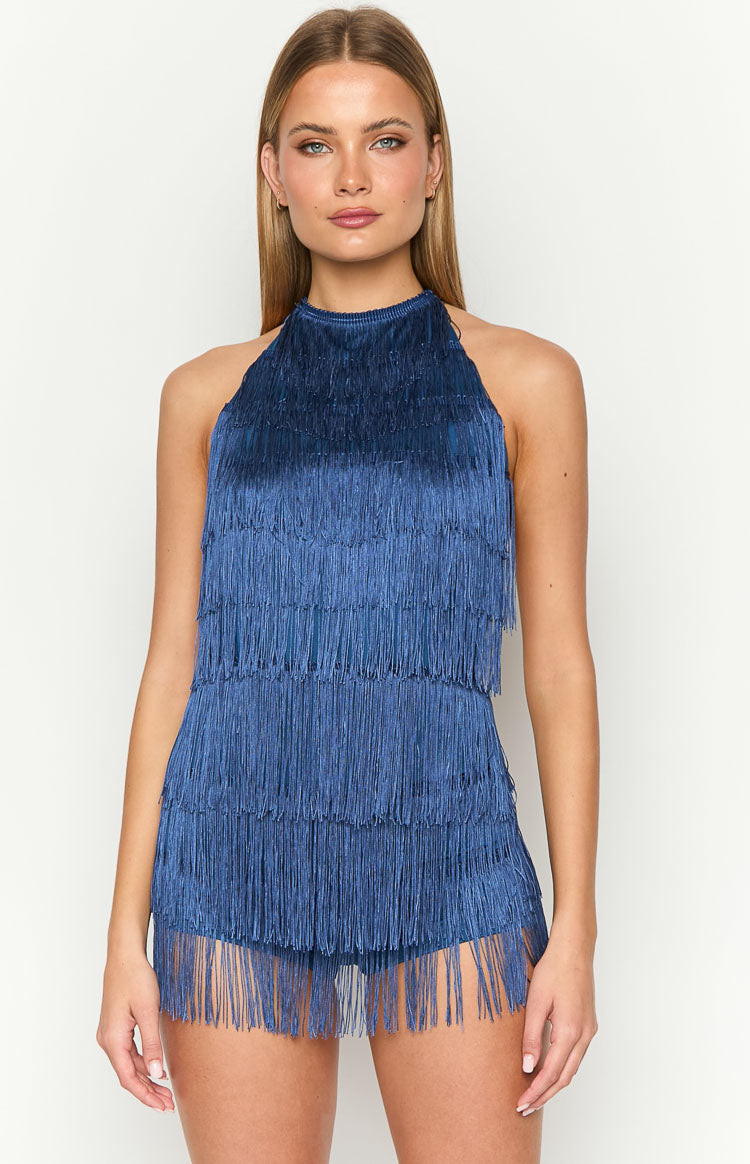 Demie Blue Tassel Playsuit — 2