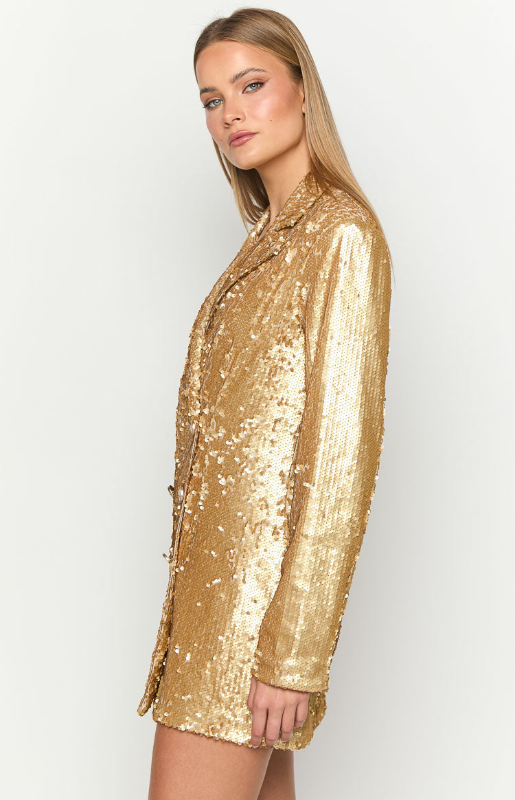 Natalie Gold Sequin Blazer Mini Dress — 4