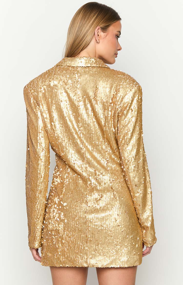 Natalie Gold Sequin Blazer Mini Dress — 5