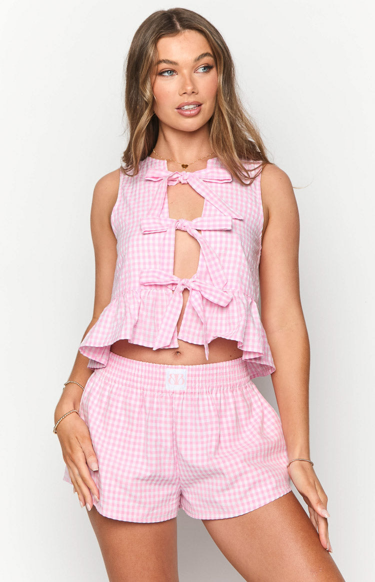 Baxter Pink Gingham Top — 2