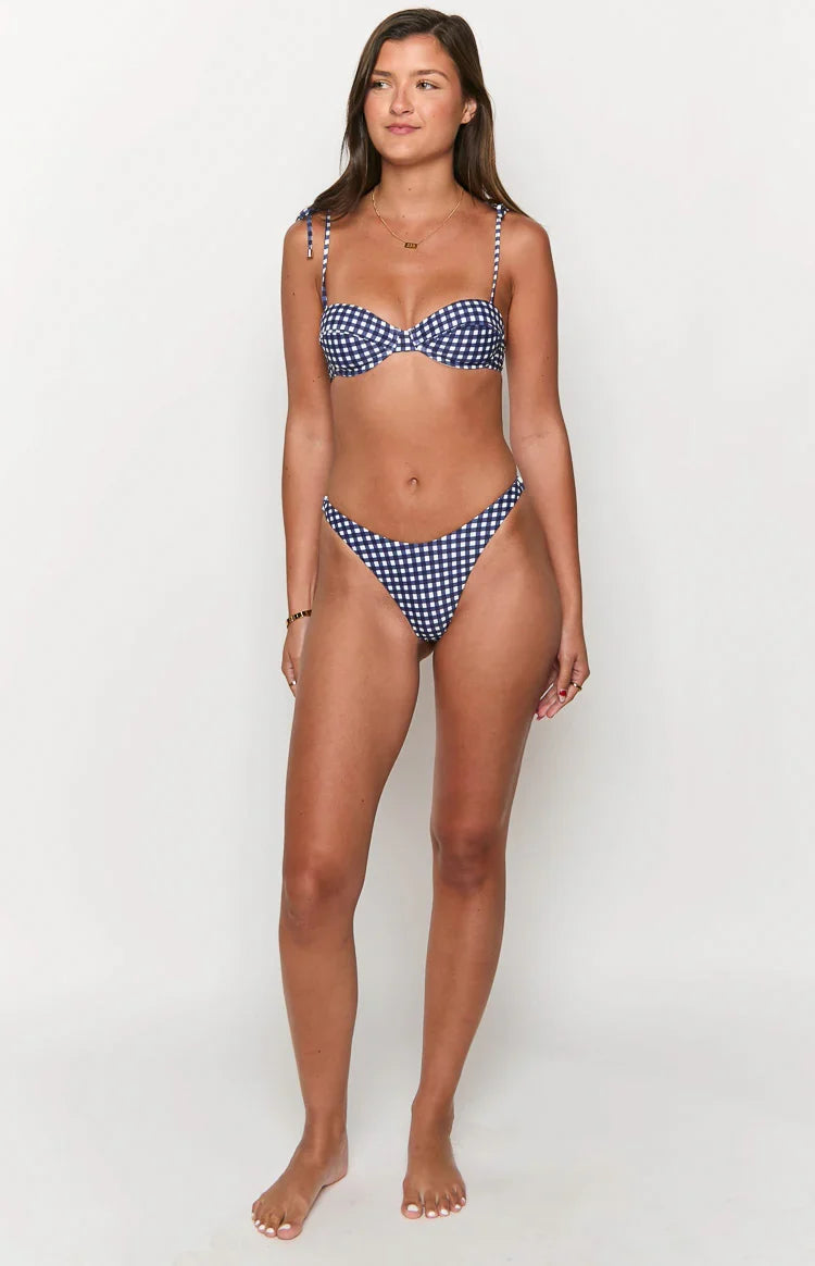 9.0 Swim Bianca Navy Gingham Bikini Bottoms — 6
