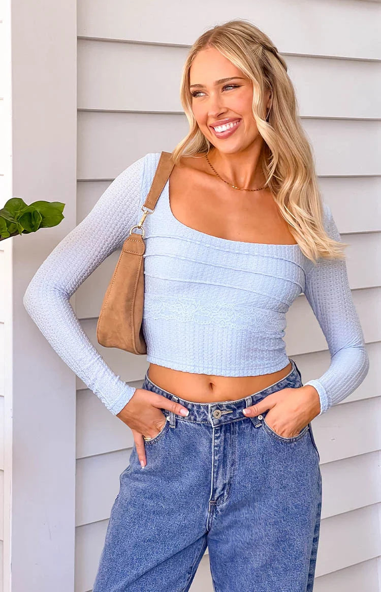 Vida Light Blue Long Sleeve Top — 1