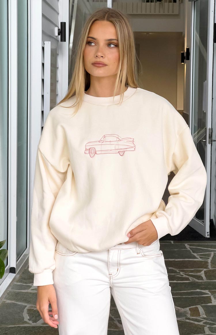 Elodie Cream Crew Neck Sweater — 1