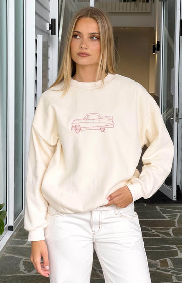 Elodie Cream Crew Neck Sweater — 1