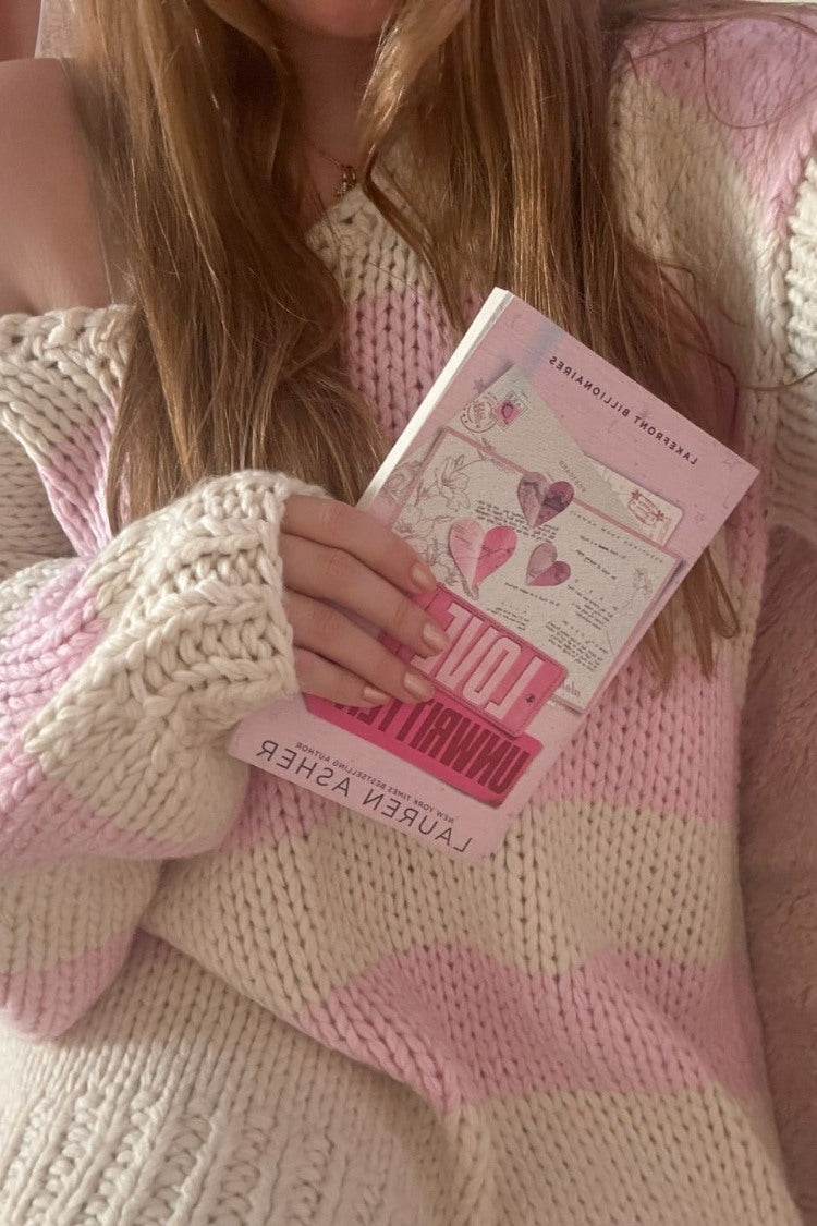 Delvey Pink Striped Chunky Knit Sweater — 17