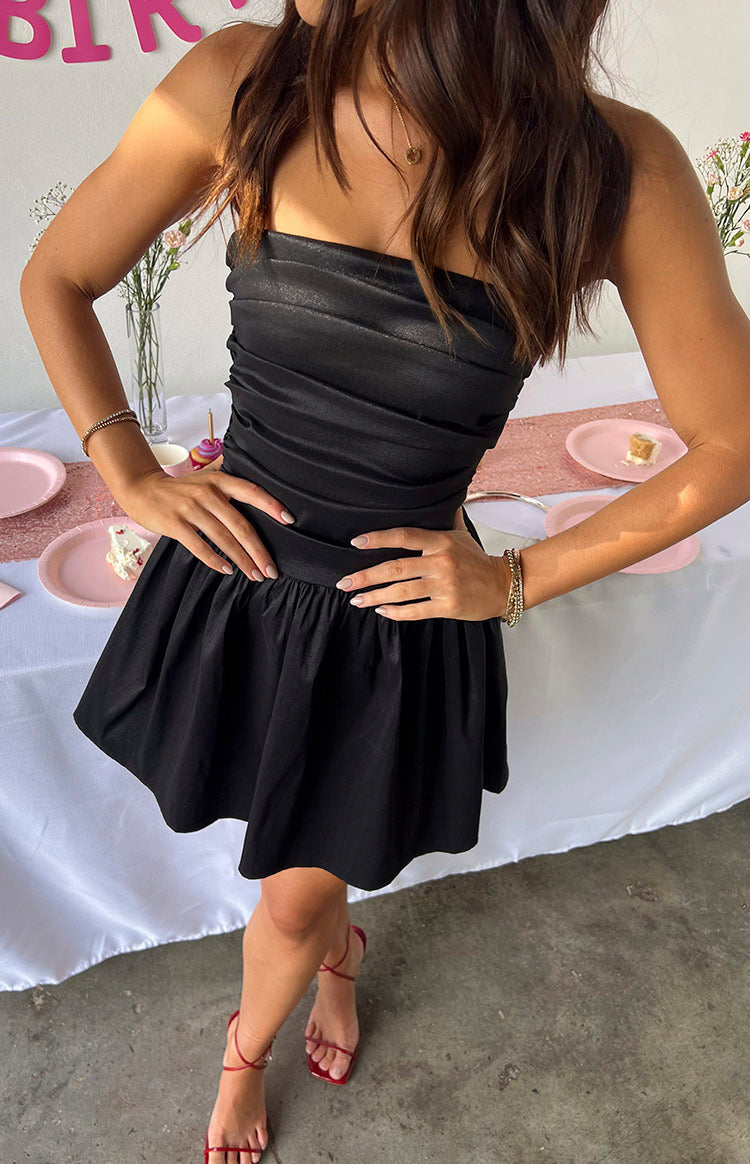 Call On Me Black Strapless Mini Dress — 7