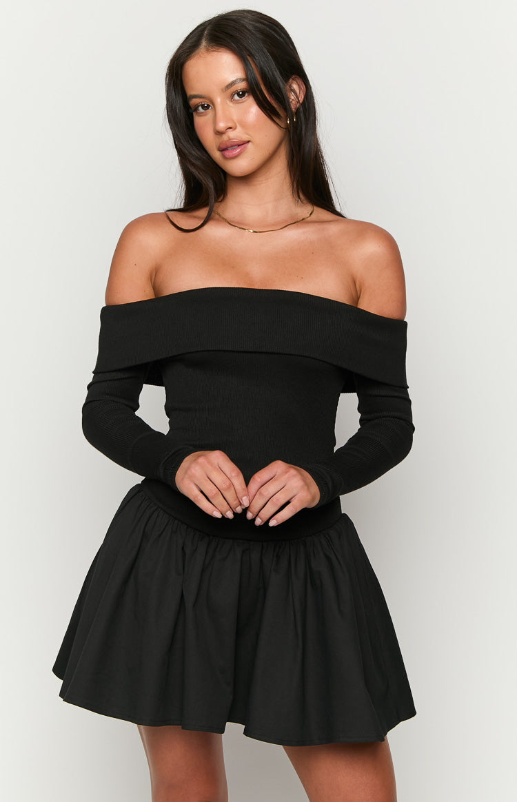 One Dance Black Long Sleeve Mini Dress — 2