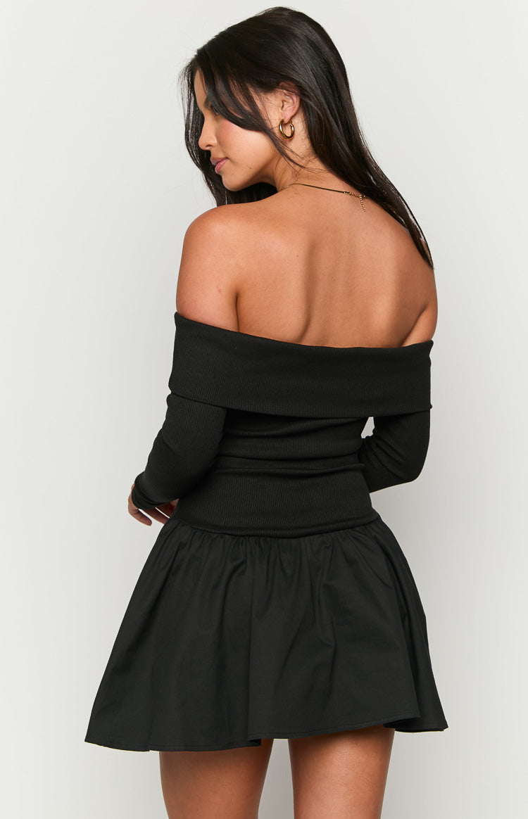 One Dance Black Long Sleeve Mini Dress — 5