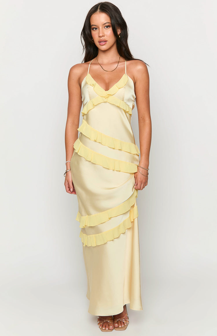 Inara Yellow Ruffle Maxi Dress — 3