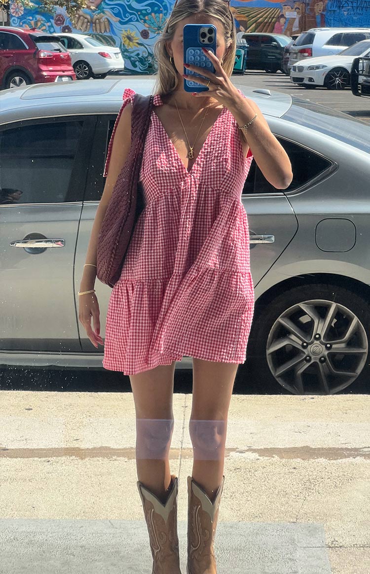 Angel Girl Red Gingham Mini Dress — 5