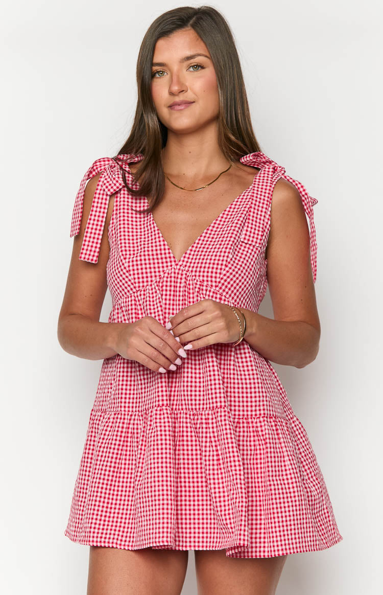 Angel Girl Red Gingham Mini Dress — 2