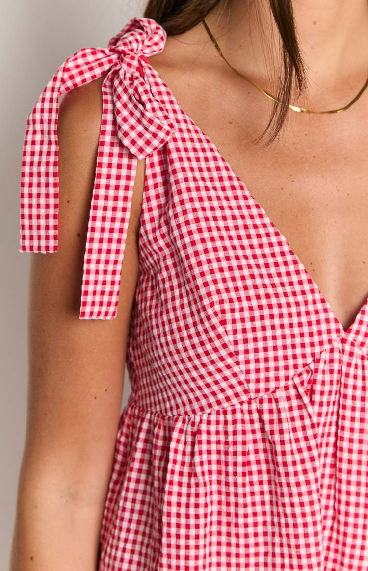 Angel Girl Red Gingham Mini Dress — 14