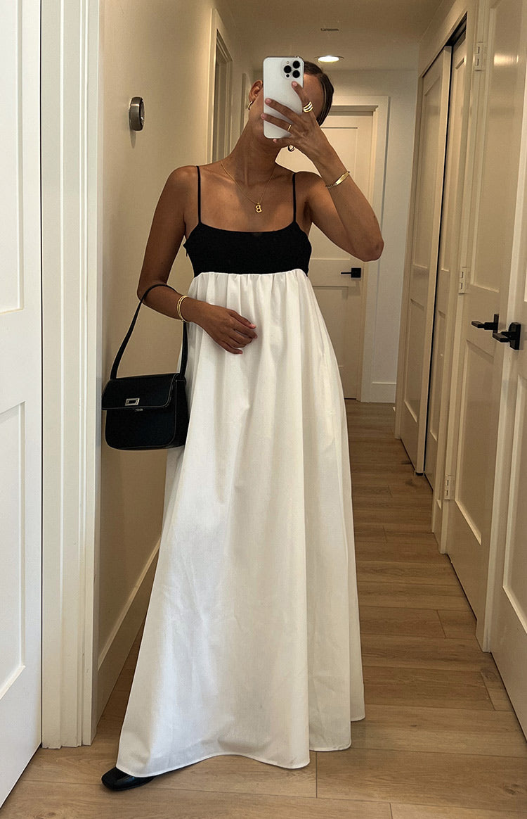Akari White Contrast Maxi Dress — 1
