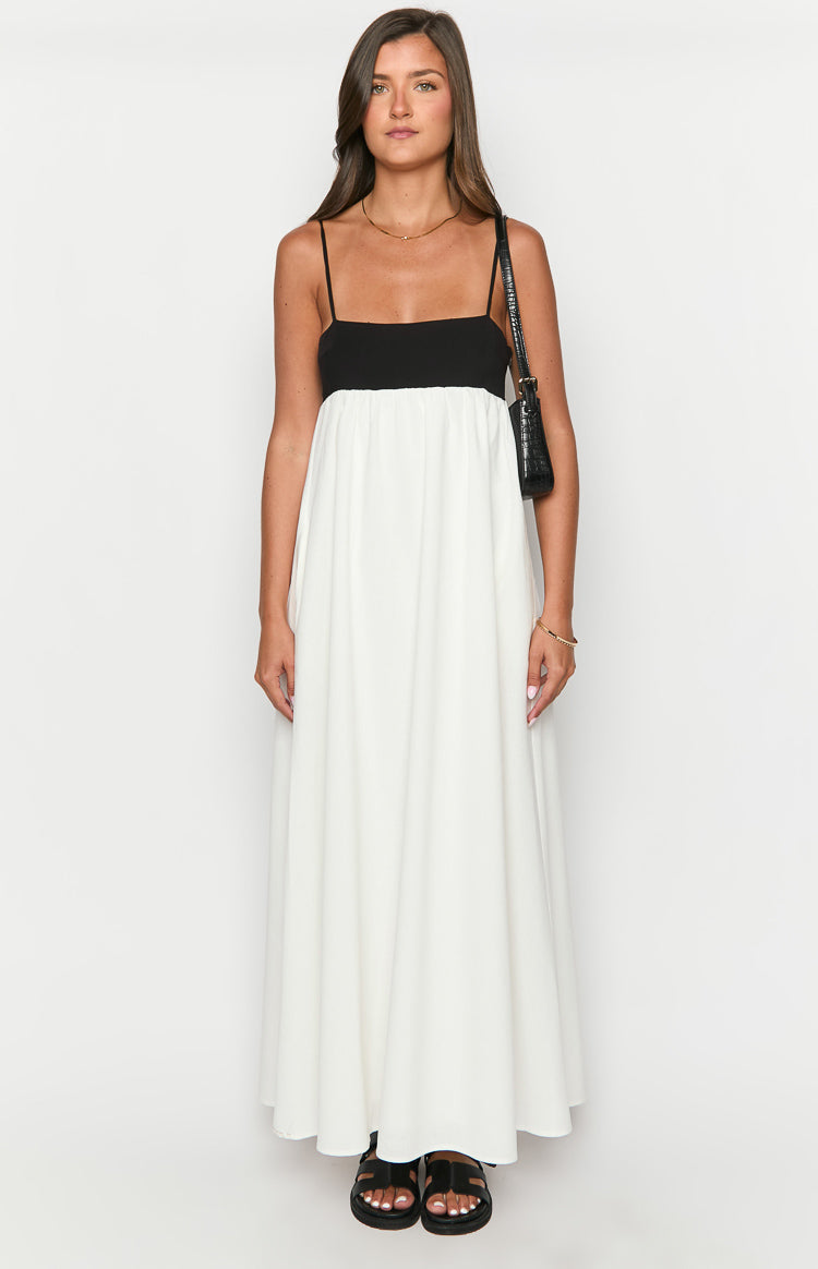 Akari White Contrast Maxi Dress — 2