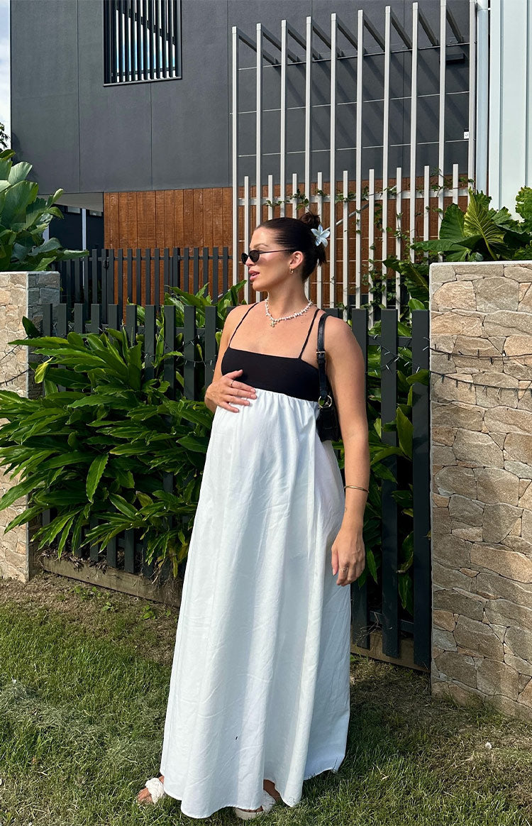 Akari White Contrast Maxi Dress — 7